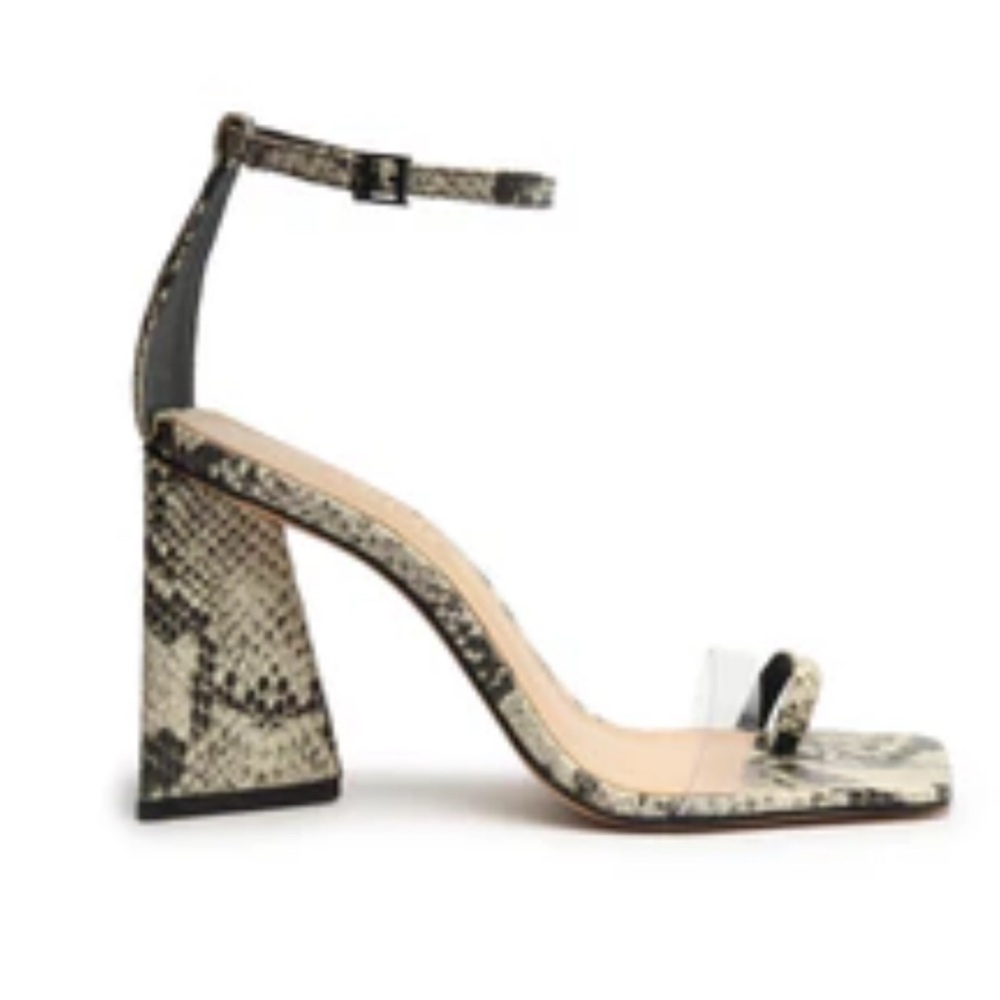 Schutz Avva Snake-Embossed Leather & Vinyl Sandal - 8.5